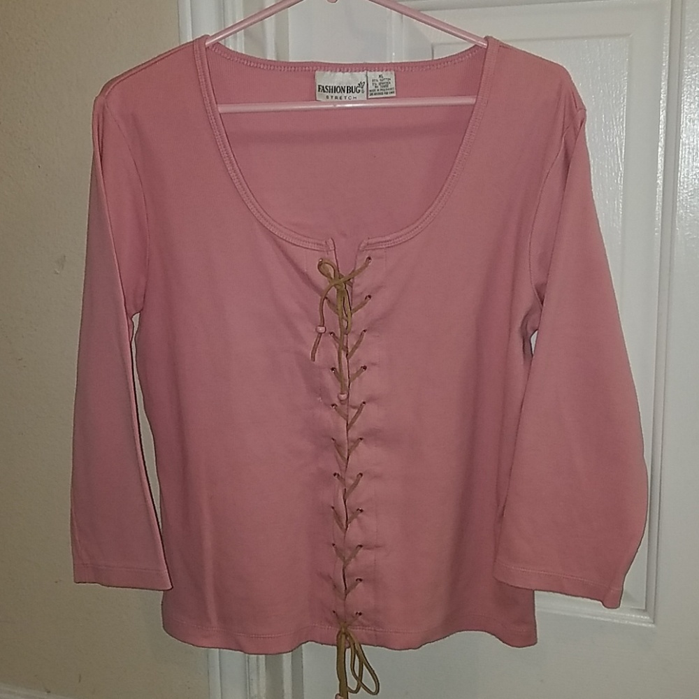 Pink lace up top